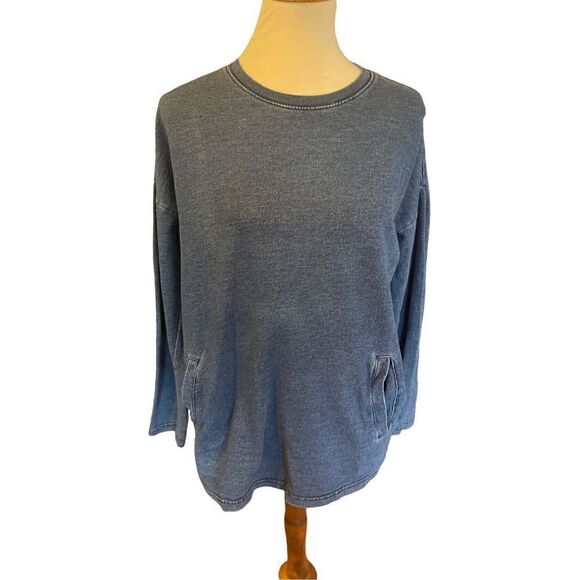 Forever 21 Women's Long Sleeve Sweatshirt Pullover Pockets Crewneck Blue Small - Picture 5 of 9